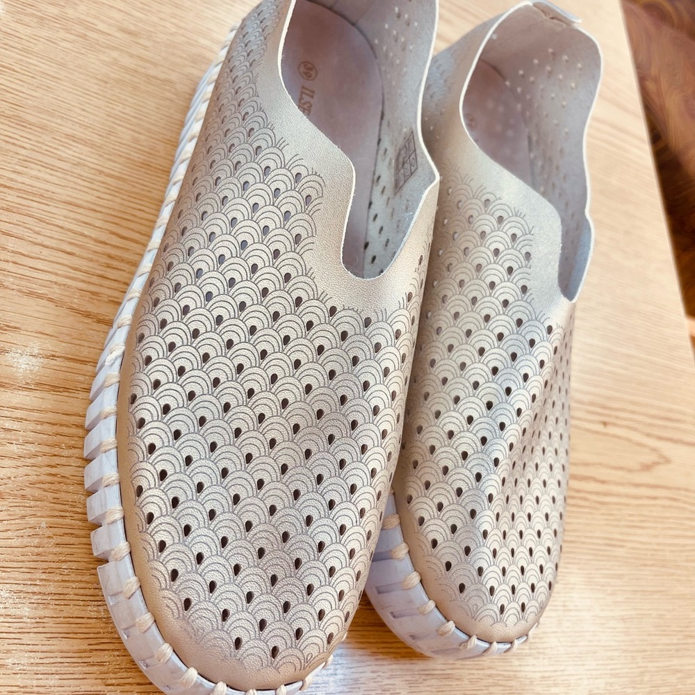Ilse Jacobsen Gold Sneakers Breathable Slip-On platform bottom - Picture 3 of 6